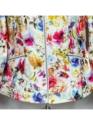 Christopher & Banks fully Zipped Multicolored Floral Jacket Size L thumbnail 4