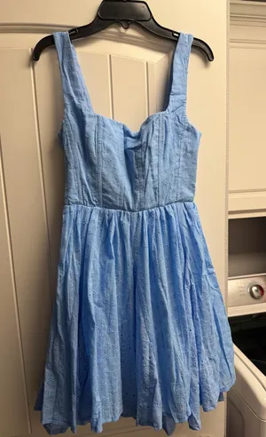 Hello Molly XS light blue eyelet dress thumbnail 1