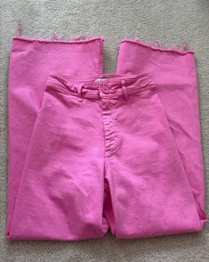 Zara Pink Wide Leg High Rise Jeans thumbnail 1