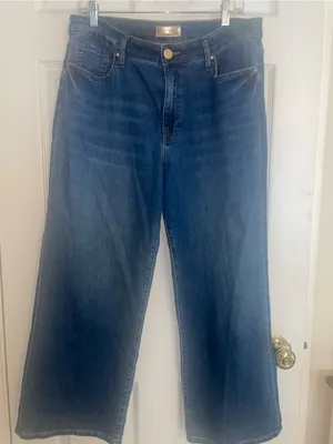 Kut from the Kloth Charlotte Wide Legs Dark Blue Jeans Size 14 thumbnail 6