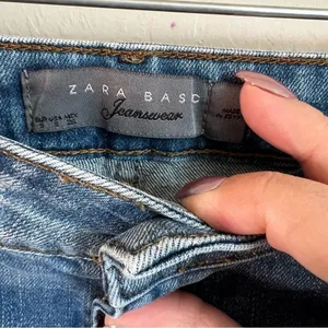 Zara Distressed Cuffed Long Line Denim‎ Shorts thumbnail 3