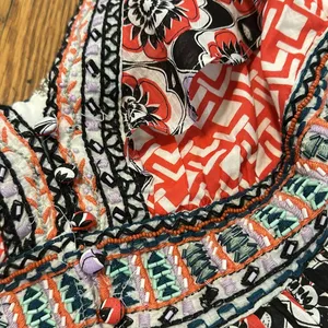 Anthropologie Beaded embroidered Bohemian Floral Print mini dress cotton 12 thumbnail 9