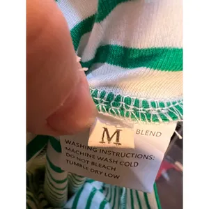 Women's Sz Medium Pull On Lounge Pants White Green Stripes Pockets Elastic Waist thumbnail 11
