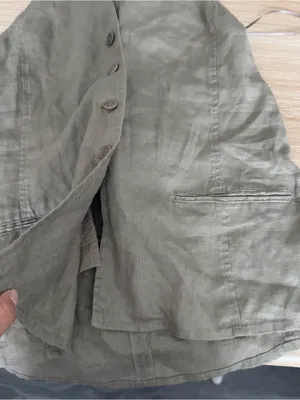 Zara Halter XS NEW Halter Tie Button Up Vest Khaki Office Work Open Back Linen Summer thumbnail 5
