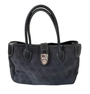 Dooney & Bourke Handbag Signature Leather Canvas Logo Black thumbnail 1