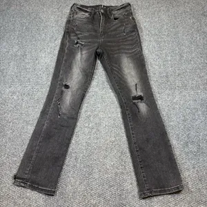 Risen Jeans Womens 1/25 Black Charcoal Skinny High‎ Rise Distressed thumbnail 1