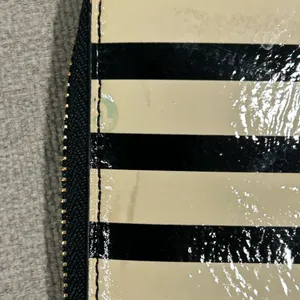 Kate Spade Glossy Black and Cream Striped Long Wallet thumbnail 12