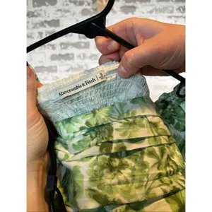 Abercrombie & Fitch | women green floral square neck puff sleeve dress thumbnail 3