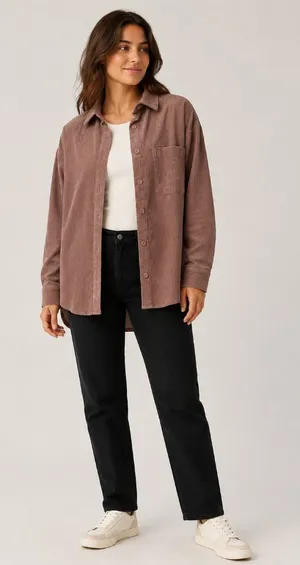 ASOS Design Oversized Corduroy Button Up Shirt Women’s 0 Dusty Rose thumbnail 1