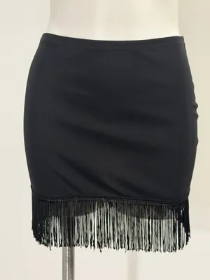 Black Fringe Hem Mini Skirt thumbnail 1