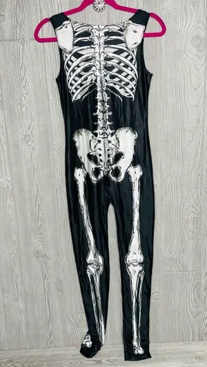 Skelton cat suit bones Halloween costume dress up cosplay medium thumbnail 2