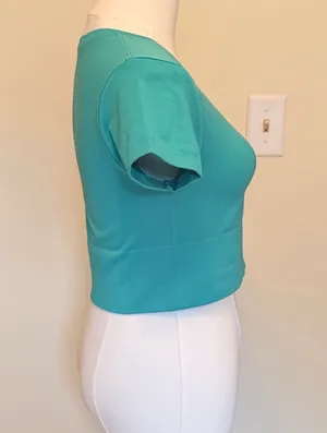 Offline by aerie short sleeve pine fitted ribbed hemline cropped top thumbnail 4