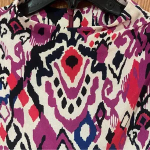 ZARA Abstract Print Mock Neck Long-Sleeve Crop‎ Top Size Small Pink Purple Blue thumbnail 11