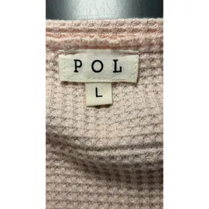 POL‎ Waffle Knit Floral Mixed Media Quilted Boho Split Neck Top Women's Large thumbnail 4