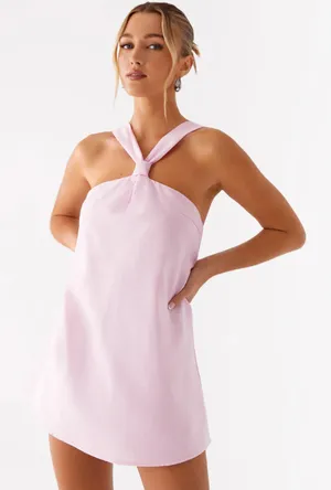 Peppermayo Keira Linen Mini Dress Pink thumbnail 1