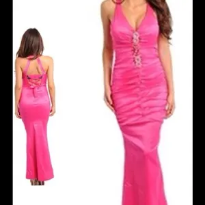 💐🟡Fuchsia Pink Beaded Front Gown/Medium thumbnail 2