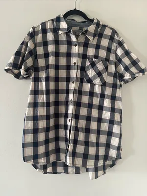 Carhartt Women's Plaid Short Sleeve Button Down Shirt XL Blue White 100% Cotton thumbnail 1