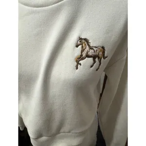 Aritzia Sunday Best Cropped Crewneck Sweatshirt, Ivory Horse Embroidery, Size XS thumbnail 4