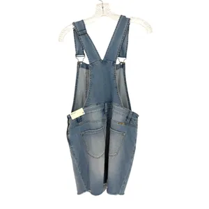 KanCan Denim Overall Mini Dress Women S Light Wash Frayed Hem Coastal Y2K Boho thumbnail 9