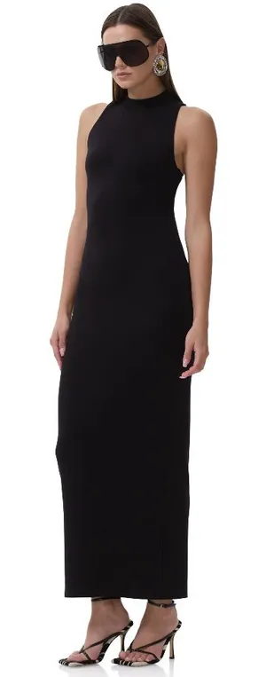 REVOLVE AFRM Women's Casper Funnel Neck Bodycon Maxi Dress, Noir, Small, NWT thumbnail 1