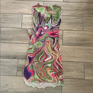 Multicolor Swirl Pattern mesh Dress thumbnail 5
