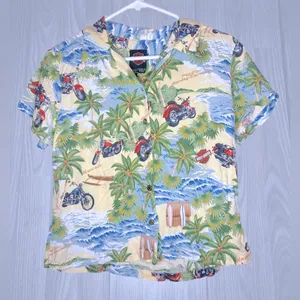 HARLEY DAVIDSON VINTAGE Women’s Hawaiian Button Down Tropical Shirt thumbnail 3
