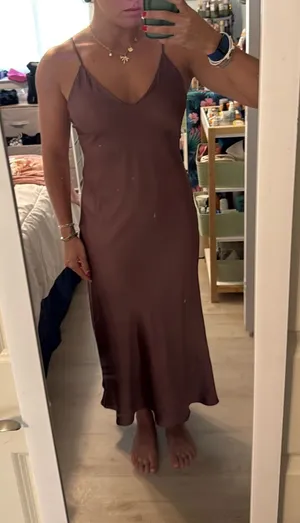 ZARA Brown Satin Dress thumbnail 1