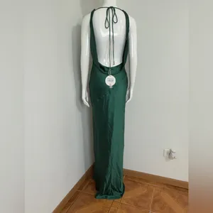 Here Comes The Sun Forest Green Women’s Maxi Dress L – Deep Back, Evening, NWT thumbnail 6
