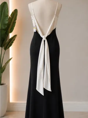 City Studio Black and Cream Strapless Evening Gown thumbnail 2