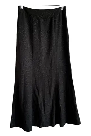 Vir Boutique‎ dark forest green brown maxi skirt women' size L side zip a-line thumbnail 1