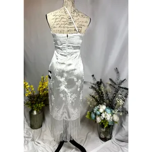 Lulu's On the Dance floor White Jacquard Fringe One-Shoulder Midi Dress XS thumbnail 9