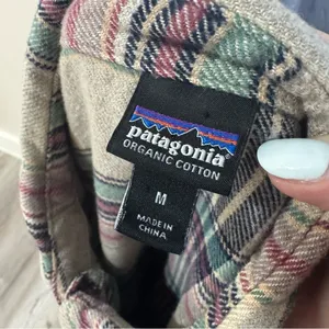 Patagonia Womens‎ Organic Cotton Flannel Plaid Shirt Dress Grey Purple Medium thumbnail 4