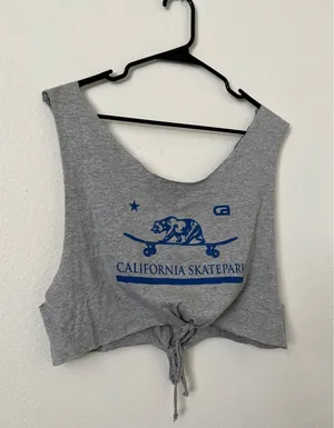 Heather Grey Tank Crop Top Gray thumbnail 2