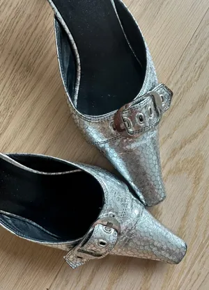 BY FAR Silver Kitten Heels  thumbnail 2