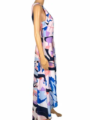 NICOLE MILLER New York Abstract Floral High Low Asymmetrical Maxi Dress Size 4 thumbnail 5