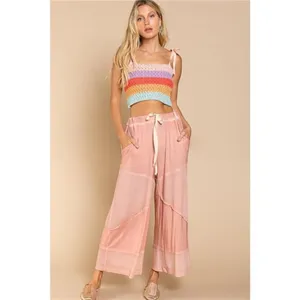 POL‎ Elastic Waistband Wide Leg Pants with Drawstring thumbnail 4