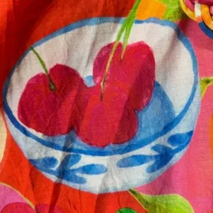 Farm Rio Summer Picnic Midi Dress Small Belted Cotton Sleeveless Tropical thumbnail 17