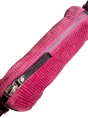 Kate Spade Pink Corduroy Barrel Shoulder Bag w Leather Trim & Contrast Stitching thumbnail 5