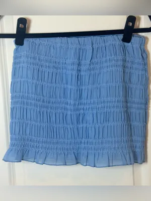 NWT Abercrombie Cloudy Blue Sheer Ruched Mini Skort XS Smocked Coquette Y2K thumbnail 4