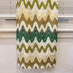 NEW Sadie & Sage The‎ Tides Maxi Dress Green Chevron Crochet Spaghetti Strap L thumbnail 2