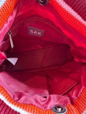 The Sak Original Striped Knit Shoulder Bag Red Orange Purple Y2K Boho Purse thumbnail 5