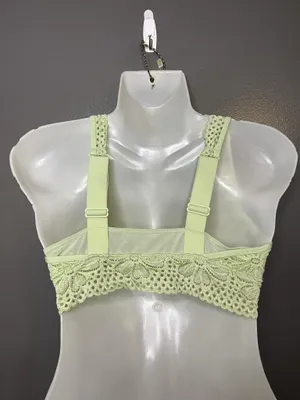 Aerie Bralette Bra Womens Small Green Floral Lace Wireless Lined Longline Soft thumbnail 4