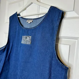 HOMELAND AUTHENTICS Vintage Denim Elephant Patch Tank Top One Size‎ thumbnail 2