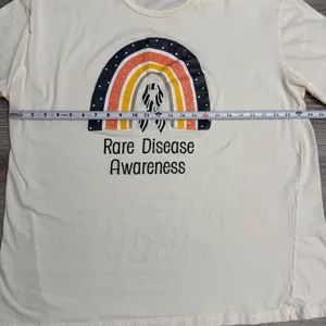 100%‎ Cotton Rare Disease Awareness Rainbow Zebra Ribbon Tee Cream 3XL Earthy thumbnail 4