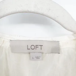 LOFT Womens Ivory Ruffle V-Neck Romantic Victorian Cottagecore Sheer Blouse L thumbnail 2