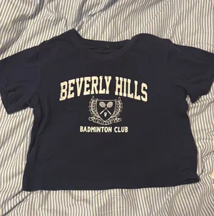 Navy Blue and white cropped shirt thumbnail 1