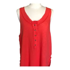 We The Free Free People Love Language Henley Tank Top Coral Sleeveless NWT Small thumbnail 3