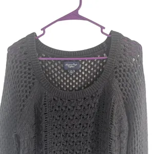 American Eagle Outfitters Size Large Gray Wool Blend‎ Crochet Sweater thumbnail 2