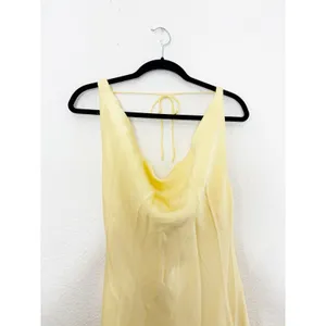 Zara Butter Yellow Satin Cowl Neck Midi Slip Dress Size Large Cocktail Wedding thumbnail 5