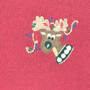 Vintage Heirloom Collectibles‎ Red Reindeer Christmas Sweater Cardigan Size 16 thumbnail 11